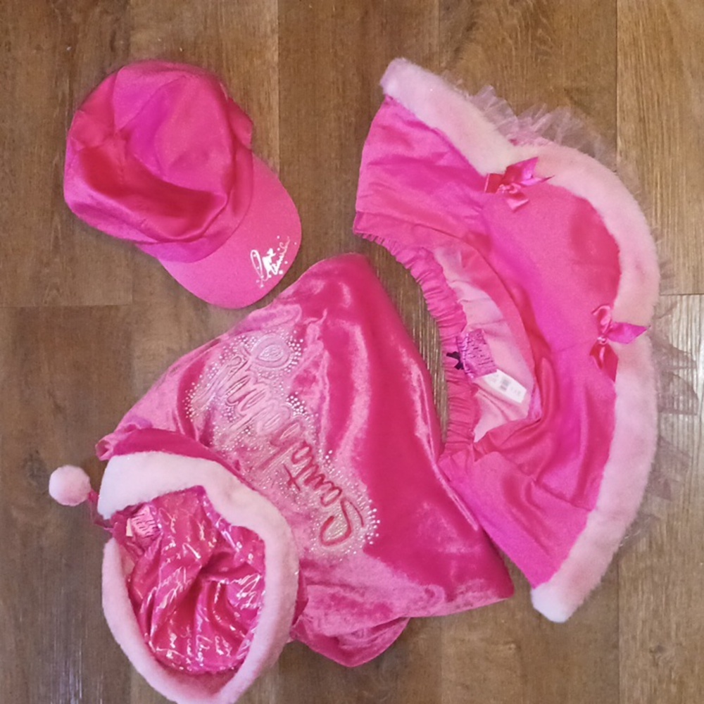 NWT Y2K Victorias Secret SANTA BABY Pink Satin/Fur Trim. 3 PIECE SET